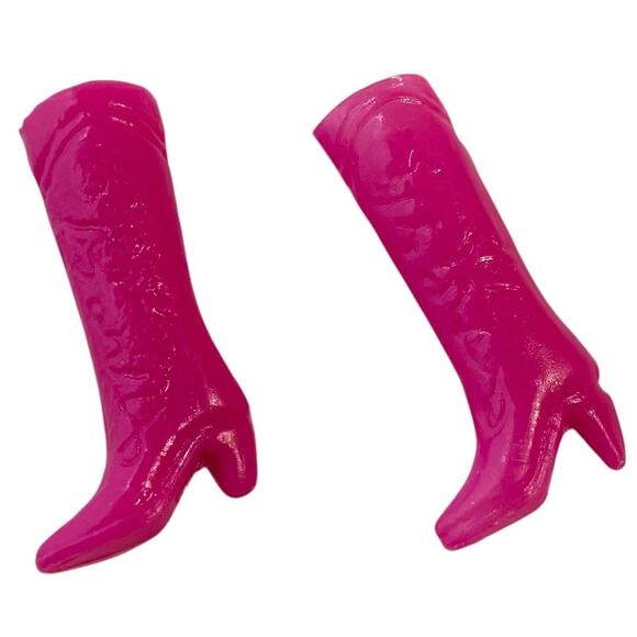 Barbie Cowboy Boots 1990s Hot Pink Vintage Western Lace Pattern Mattel - Picture 4 of 5